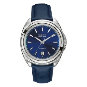 Bulova 63B185 Accu Swiss Telc Mechanical Hand Wind Blue Leather Strap Men's Watch