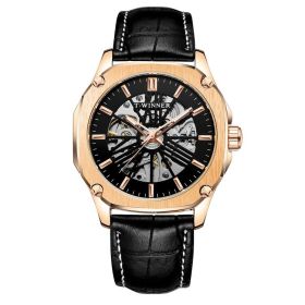 Waterproof Hollowed Out Automatic Mechanical Watch (Color: Rose Black)