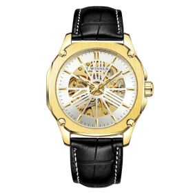 Waterproof Hollowed Out Automatic Mechanical Watch (Color: White gold)