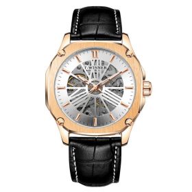 Waterproof Hollowed Out Automatic Mechanical Watch (Color: White Rose)