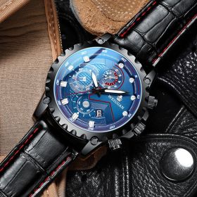 Men's Trendy Automatic Mechanical Watch (Color: Black belt blue bottom)