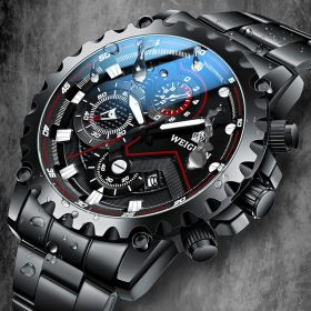 Men's Trendy Automatic Mechanical Watch (Color: Black steel with black bottom)