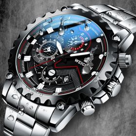 Men's Trendy Automatic Mechanical Watch (Color: Silver steel with black bottom)