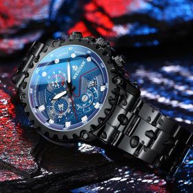 Men's Trendy Automatic Mechanical Watch (Color: Black steel blue background)