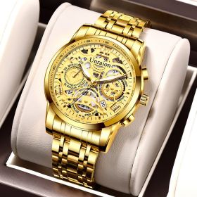 Luminous Non-mechanical Quartz Men's Watch (style: Gold steel strip)