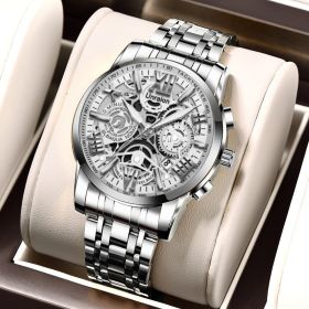 Luminous Non-mechanical Quartz Men's Watch (style: Silver steel strip)