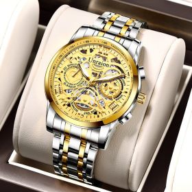 Luminous Non-mechanical Quartz Men's Watch (style: Gold steel strip1)