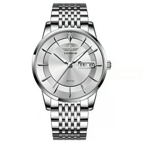 Automatic Non-mechanical Watch Diamond Waterproof Calendar Men (Color: SG868 mens white silver edge)