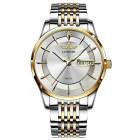 Automatic Non-mechanical Watch Diamond Waterproof Calendar Men (Color: SG868 mens white gold edge)