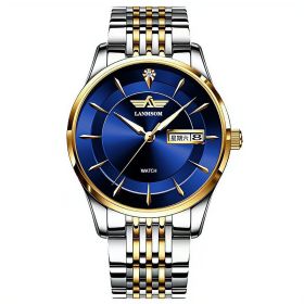 Automatic Non-mechanical Watch Diamond Waterproof Calendar Men (Color: SG868 mens blue gold edge)