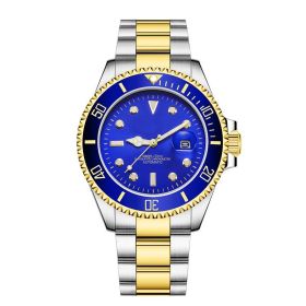 Stainless Steel Band Men's Mechanical Watch (Color: Gradually golden blue face)