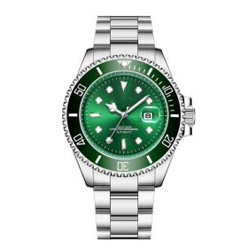Stainless Steel Band Men's Mechanical Watch (Color: Silver Shell Green Face)