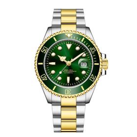 Stainless Steel Band Men's Mechanical Watch (Color: Gradually golden green surface)