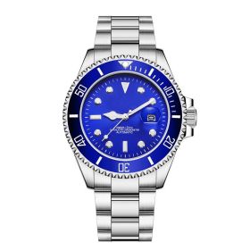 Stainless Steel Band Men's Mechanical Watch (Color: Silver Shell Blue Noodle)