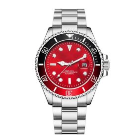 Stainless Steel Band Men's Mechanical Watch (Color: Silver Shell Colorful Red blac)