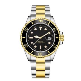 Stainless Steel Band Men's Mechanical Watch (Color: Gradually golden black face)