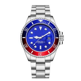 Stainless Steel Band Men's Mechanical Watch (Color: Silver Shell Colorful Blue)