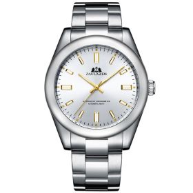 Automatic Mechanical Luminous Steel Band Watch (Color: White)