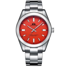 Automatic Mechanical Luminous Steel Band Watch (Color: Red)