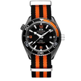 Automatic Mechanical Luminous Classic Canvas Belt Men's Watch (Color: Black shell, style: Orange black)