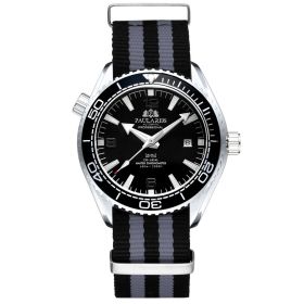 Automatic Mechanical Luminous Classic Canvas Belt Men's Watch (Color: White husk, style: Black characters and black fac)