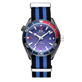 Automatic Mechanical Luminous Classic Canvas Belt Men's Watch (Color: Black shell, style: Red letter blue face)