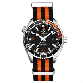 Automatic Mechanical Luminous Classic Canvas Belt Men's Watch (Color: White husk, style: Orange black)