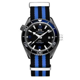 Automatic Mechanical Luminous Classic Canvas Belt Men's Watch (Color: Black shell, style: Blue character black face)