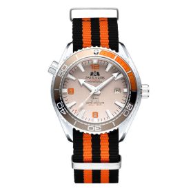 Automatic Mechanical Luminous Classic Canvas Belt Men's Watch (Color: White husk, style: Orange grey surface)