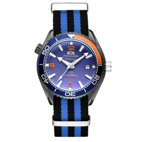 Automatic Mechanical Luminous Classic Canvas Belt Men's Watch (Color: Black shell, style: Orange word blue face)