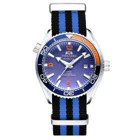 Automatic Mechanical Luminous Classic Canvas Belt Men's Watch (Color: White husk, style: Orange word blue face)