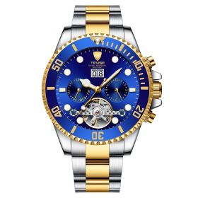 Men's Tourbillon Water Ghost Watch Mechanical Watch (Color: Golden blue)