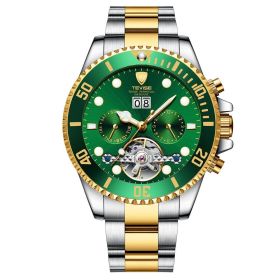 Men's Tourbillon Water Ghost Watch Mechanical Watch (Color: Golden green)