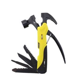 Multifunctional Survival Tools Foldable Outdoor Tool Hammer (Color: Yellow & Black, Type: Nail Hammer)